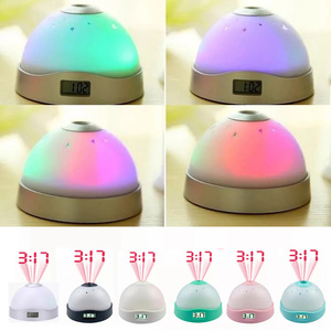 Trang Trí Nội Thất Vui Trẻ Em Lịch Tháng Ngày Máy Tính Để Bàn Đồng Hồ Thời Gian LED Hiển Thị Mặt Trăng Sao Chiếu Máy Tính Để Bàn Đồng Hồ Báo Thức - Product Image 3