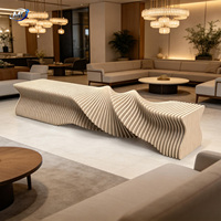 Banc en bois massif paramétrique, mobilier extérieur moderne, banc de loisirs découpé CNC pour parcs, hôpitaux, écoles, hôtels et aménagements paysagers