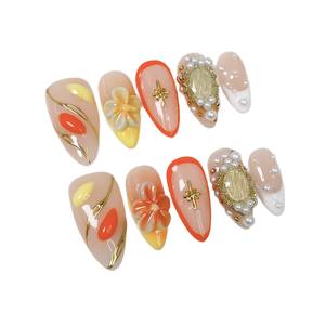 Stile francese fatto a mano sulle <span class=keywords><strong>unghie</strong></span> 3D fiore farfalla Design <span class=keywords><strong>acido</strong></span> acrilico - Product Image 6