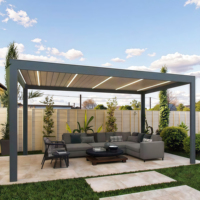 Pergola Bioclimatique Motorisée de Luxe pour Jardin Extérieur, Toit à Lames Orientables en Aluminium, 3x3m 3x4m, Lumières LED Personnalisables, Vente Chaude