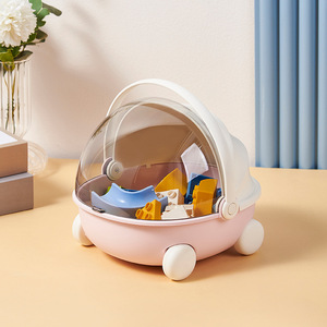 Kids Toy <b>Storage</b> <b>Box</b> Round Portable Flip Top Covered With Wheels For Children Room Organization - Product Image 1