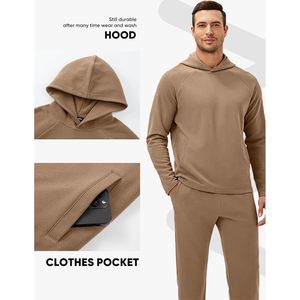Mens Textured <b>Tracksuit</b> Set Hoodie Sweatshirt And Sweatpants Casual Autumn Wear Breathable Full Sleeve Adult Men's Outfit - Product Image 6