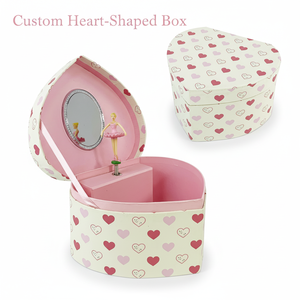 Caja de Música con Manivela en Forma de Corazón Yiyu, Caja de Joyería Giratoria de Papel Ecológico con Bailarina, Espejo, Sonido de Lujo de los Años 60, Lavable - Product Image 1