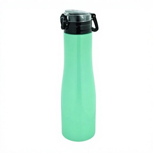 Bouteille d'eau en acier inoxydable à nervures chromo à paroi unique vert clair Conception de bouche à angle fermé avec des caractéristiques de gobelet durables - Product Image 1