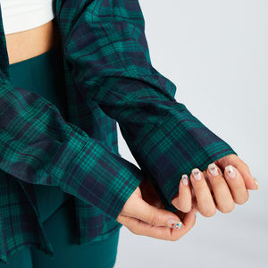 Luckpanther Logo personnalisé chemises à carreaux verts <span class=keywords><strong>chemisier</strong></span> décontracté printemps automne vêtements d'extérieur haut chemise anti-rides - Product Image 6