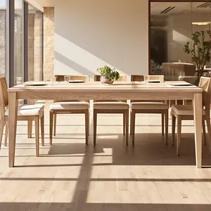 Mrs Woods Simple Design Dining Room Furniture Full Wooden Material Rectangular Dining Table Set 8 Chairs