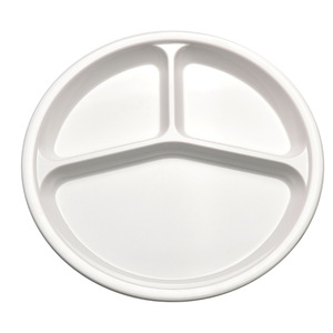 A5 <b>melamine</b> white six-compartment dinner <b>plate</b>, factory school canteen tableware, imitation porcelain round multi-compartment - Product Image 3
