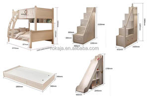 Gran oferta Loft litera niños cama dormitorio de lujo tobogán almacenamiento madera niños cama <span class=keywords><strong>Popular</strong></span> escaleras Castillo niño niña cama con armario - Product Image 6