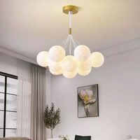 Lustre en verre sphérique de luxe nordique APCITL avec finition LED noir/or pour la maison et les restaurants