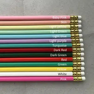Anpassbare Bleistift farben 7,5 "HB Sechseck stift mit Radiergummi billiger Bleistift mit Druck