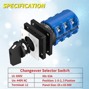 Interruptor de rotación de 3 posiciones, <span class=keywords><strong>Selector</strong></span> Universal de interruptor de encendido/apagado/encendido de CA, 12 terminales, 63A, 690V - Product Image 6