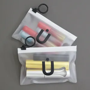 Bolsas de plástico esmerilado con cierre de cremallera, logotipo personalizado, PVC, con cremallera deslizante