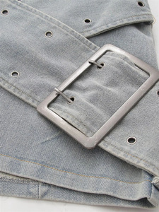 2024 lavé à faire vieux Double boutonnage Millennium Spice Sexy jupe taille basse - Product Image 6