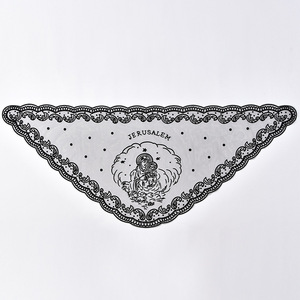 Lusso <span class=keywords><strong>pizzo</strong></span> <span class=keywords><strong>nero</strong></span> vergine maria motivo religioso ricamato sciarpa trasparente triangolo <span class=keywords><strong>scialle</strong></span> della chiesa per le donne - Product Image 4