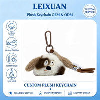 Porte-clés en peluche tête de chiot patchwork mignon, pendentif de sac, sangle de poignet nouée, cadeau pour sac à dos, décoration de sac à dos, porte-clés de couple