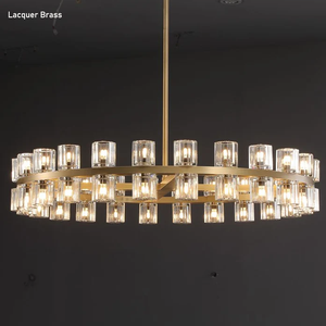 Lustre rond décoratif en <span class=keywords><strong>fer</strong></span> forgé et cristal, style américain, réglable et dimmable, idéal pour villas et mariages - Product Image 1
