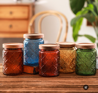 25oz 750ml großes rundes grünes bernstein blaues Glas Lebensmittel vorrats glas mit Holz lippen Getreide Aufbewahrung stopf Glasbehälter