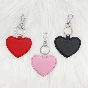 PU Vegan Saffiano Hearts Móc Chìa Khóa Biểu Tượng Tùy Chỉnh Quà Tặng Khuyến Mãi Faux Leather Keychain Với Kim Loại Nặng Phần Cứng