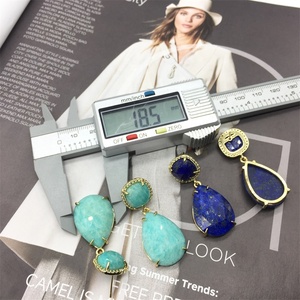 Оптовая цена модные 2025 18k позолоченные латунные крепления с драгоценным камнем женские ювелирные изделия серьги - Product Image 6