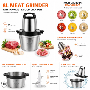 Hachoir à viande électrique 8L 3200W en acier inoxydable, machine à <span class=keywords><strong>Fufu</strong></span>, pilon, hachoir alimentaire, machine à Swallow pour le Nigeria, le Ghana et l'<span class=keywords><strong>Afrique</strong></span> du Sud - Product Image 3