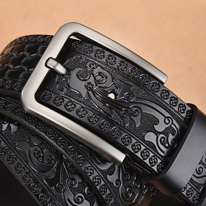 <span class=keywords><strong>Ceinture</strong></span> en cuir verni sculpté pour <span class=keywords><strong>homme</strong></span> avec boucle en alliage, style professionnel, longueur 110-130 cm - Product Image 4