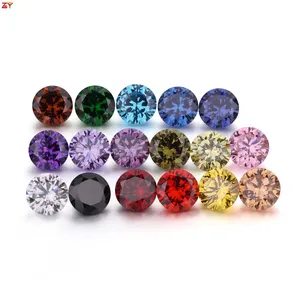 Kunstmatige Cut Goed Gepolijst Crystal Gems 1Mm 3Mm Blauwe Rook Kleuren Cz Sieraden Voor Ring Synthetische Ronde Cubic zirconia