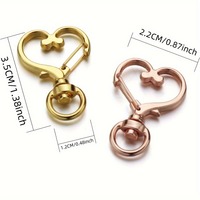 Lot de fermoirs porte-clés pivotants en forme de cœur, clips en métal, mousquetons en alliage doré, boucles de suspension, accessoires pour porte-clés faits main