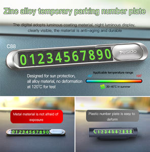 Targa Temporanea per Parcheggio Auto in Lega di Zinco con Numero di Notifica per Telefono Cellulare - Product Image 2