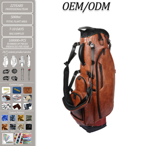 Sac <span class=keywords><strong>de</strong></span> golf hybride portable léger et imperméable en PU marron vintage personnalisé avec livraison rapide depuis le stock pour hommes - Product Image 1