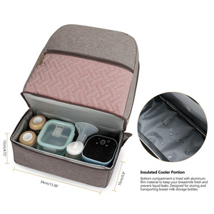 Insulated Diaper <b>Backpack</b> With <b>Cooler</b> Compartment For Mothers And Babies Gray Oxford Cloth Spring 2024 - Product Image 4