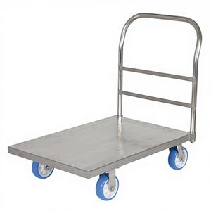 Chariot de transport en acier inoxydable avec poignée et roulettes pour le transport industriel en entrepôt - Product Image 2