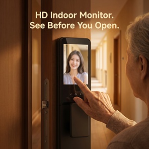 Serrure de porte intelligente à reconnaissance faciale 3D, serrure numérique à reconnaissance de la veine palmaire Tuya WiFi avec écran IPS HD et caméra pour Airbnb, hôtel, maison, bureau - Product Image 5