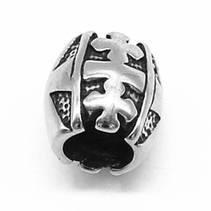 yunnique Stainless Steel Oval <b>Spacer</b> Beads 5.0mm Aperture Retro Design For Jewelry Making - Product Image 2