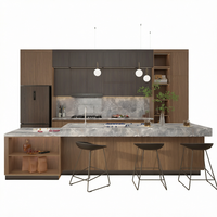 Lemari Dapur MARFA Modern Mewah Desain Kustom Set Lemari Dapur Lengkap Island Kayu Solid Penyimpanan Dapur Multifamilial