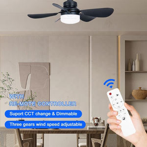 E020 Modern Home Indoor <b>Ceiling</b> Fan with 5 Blades Dimmable Energy Saving E27 LED <b>Bulb</b> Black for Bedroom and Living Room - Product Image 4