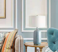 Lampe de chevet moderne et décorative, lumière bleue en céramique, pour chambre à coucher, bureau, Vase en céramique, pour Table de salon