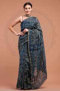 Sari de Georgette Suave para Fiesta, Diseño Exclusivo Estampado a Mano, con Bordado de Lentejuelas, Alta Calidad, Único - Product Image 2