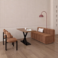 Canapés de style crème de luxe, modernes et haut de gamme en velours pour restaurant, café, table et chaise, canapé de banquette