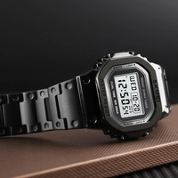 Montre-bracelet chronographe à compte à rebours pour homme SKMEI 1456, montre numérique résistante aux chocs, bracelet en acier inoxydable, montre de marque LED Reloj
