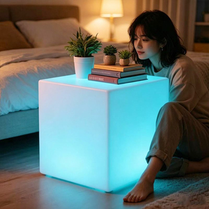Lámpara de Noche <span class=keywords><strong>Bailey</strong></span>, Cubo Luminoso para Cine al Aire Libre, Iluminación de Color Regulable, Luces Nocturnas para Mesa de Bar - Product Image 6