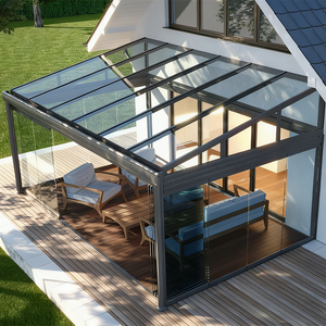 Véranda en alliage d'<span class=keywords><strong>aluminium</strong></span> avec toit personnalisé en verre trempé, solarium, serre pour jardin, patio, design élégant et moderne - Product Image 2