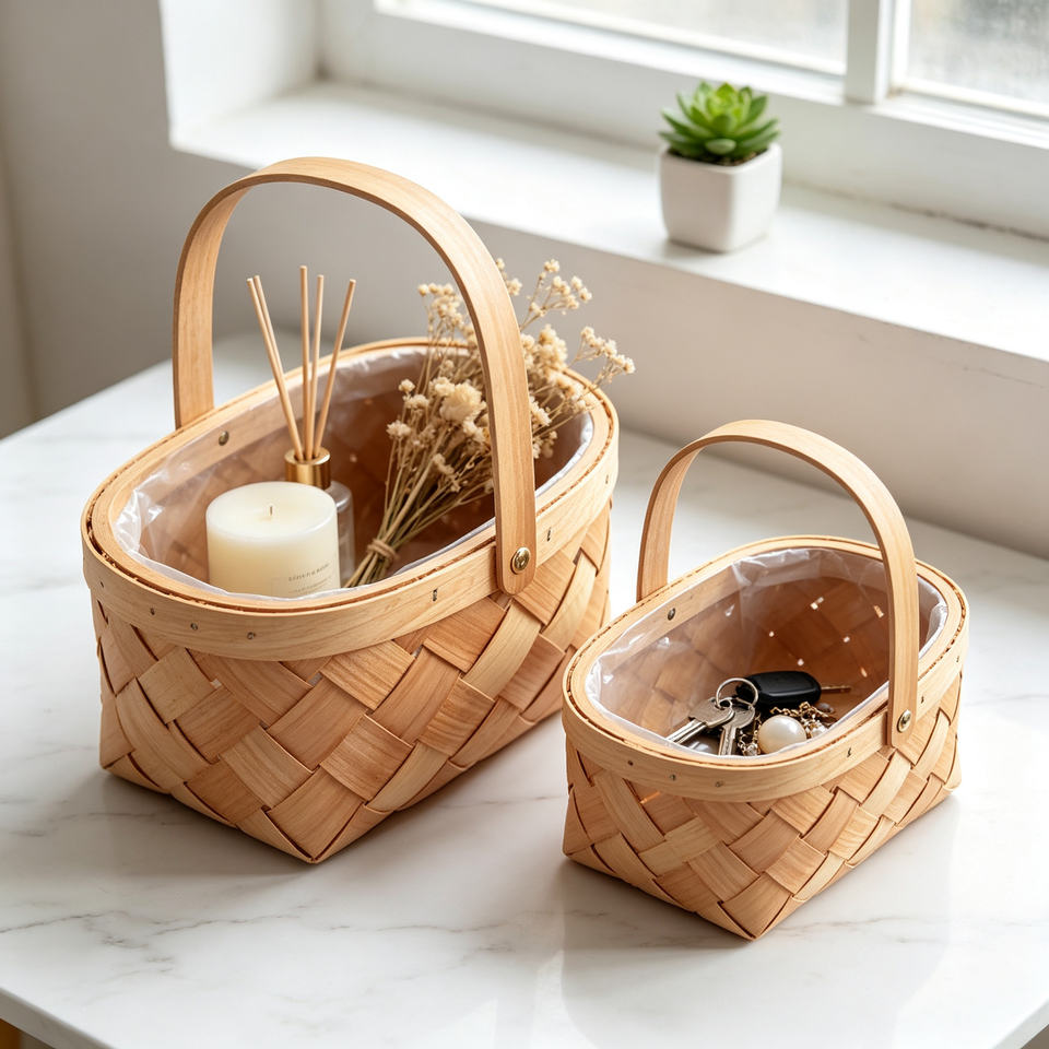 Hot Selling Handmade Woven Wooden Multifunctional Fruit Basket Snack ...