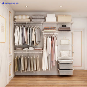 Moda personalizzata camera da letto sistemi di armadio in metallo moderno armadio Organizer con guida appesa e scaffali di stoccaggio unità - Product Image 6