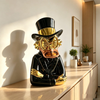 Statue de Scrooge en résine, sculpture de canard argenté électroplaqué, décoration de luxe pour la maison, ornement de bureau, figurine de collection d'art