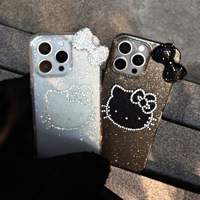 Coque de téléphone en TPU avec nœud papillon en strass 3D 2025, luxueuse et scintillante, pour Apple 15 Pro Max, pour iPhone 14, housses mignonnes avec poignée de téléphone