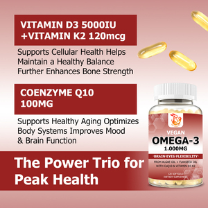Cápsulas Blandas Veganas de Omega 3 de Marca Privada con Coenzima Q10, Ácidos Grasos Omega 3 Totales, Apoya la Función Cardíaca e Inmunológica - Product Image 6