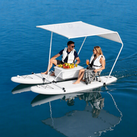 Fabrika Toptan Fiyatına Şişme Katamaran Yüzen Dinlenme Platformu Çift SUP Paddle Board Teknesi, Tenteli Masa ve Koltuklarla