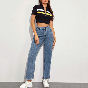 <span class=keywords><strong>Jeans</strong></span> <span class=keywords><strong>Mom</strong></span> de Cintura Alta Personalizados para <span class=keywords><strong>Mujer</strong></span> al por Mayor - Product Image 2
