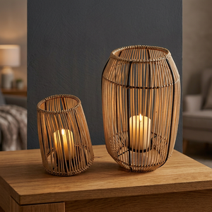 Support à bougie en rotin tressé à la main, porte-bougie en rotin naturel, support à bougie décoratif en rotin, décoration porte-bougie en rotin - Product Image 4