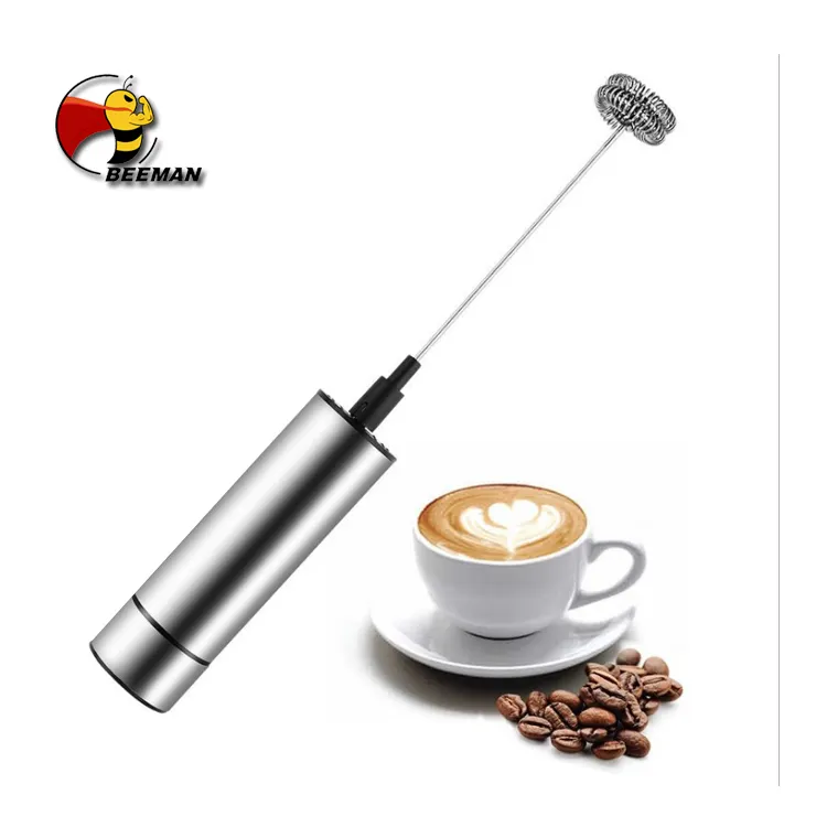 Beeman Pengaduk Kopi Tangan Stainless Steel Otomatis, Mesin Pembuat Buih Susu Elektrik